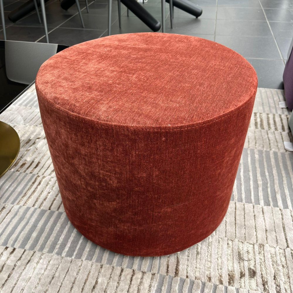 Fellini Home Footstool - Round Orange Fabric - Fellini Home Ltd