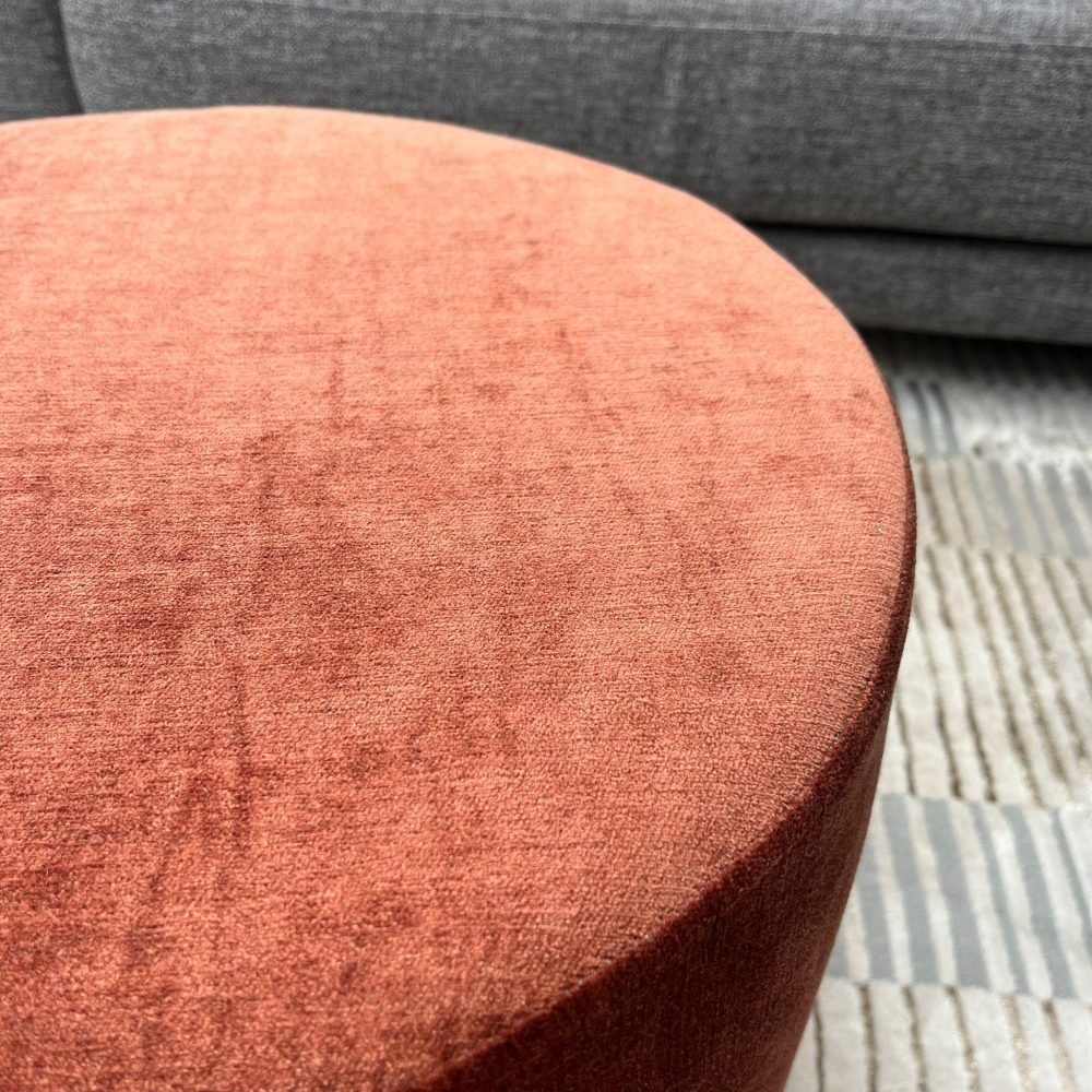 Fellini Home Footstool - Round Orange Fabric - Fellini Home Ltd