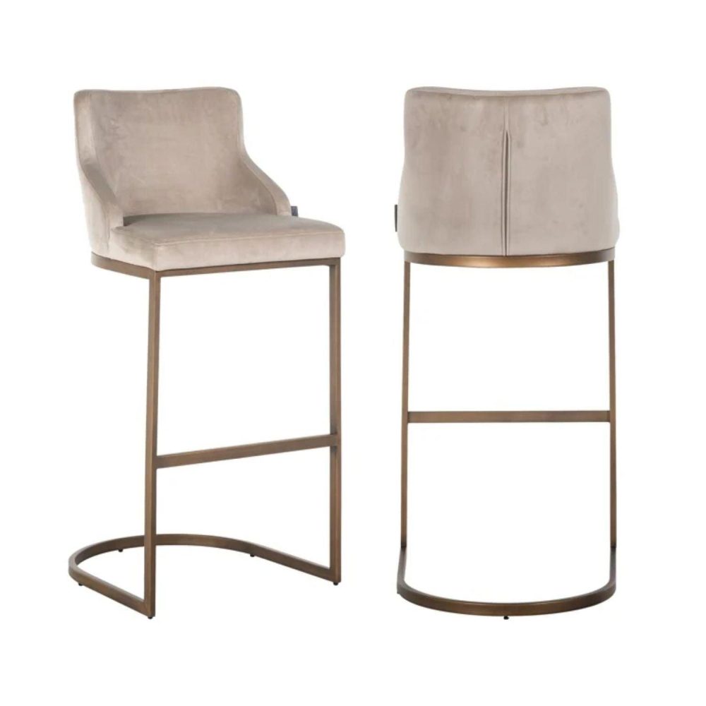 Richmond Interiors Bolton Barstool in Khaki and Brushed Gold S4580 FR - Fellini Home Ltd