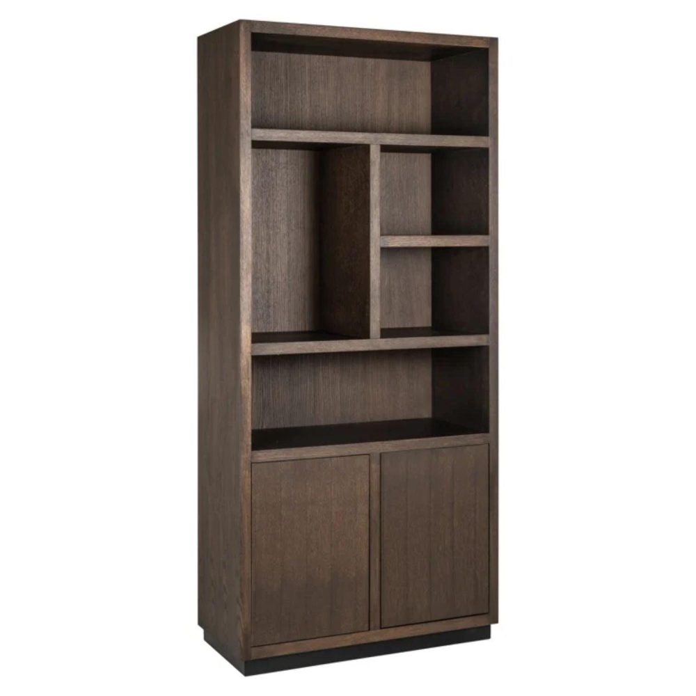 Richmond Interiors Oakura 2 Doors Left Split Brown Bookcase 6515 - Fellini Home Ltd