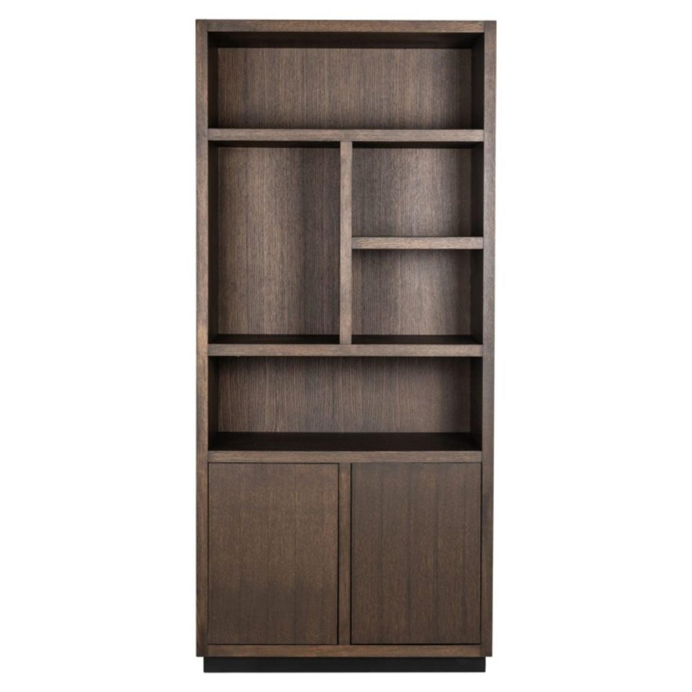 Richmond Interiors Oakura 2 Doors Left Split Brown Bookcase 6515 - Fellini Home Ltd