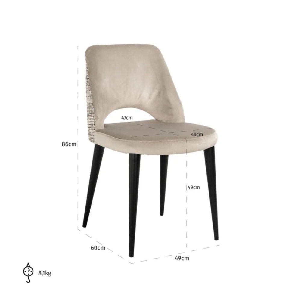 Richmond Interiors Tabitha Dining Chair in Trendy Nature and Quartz Khaki S4482 FR - Fellini Home Ltd