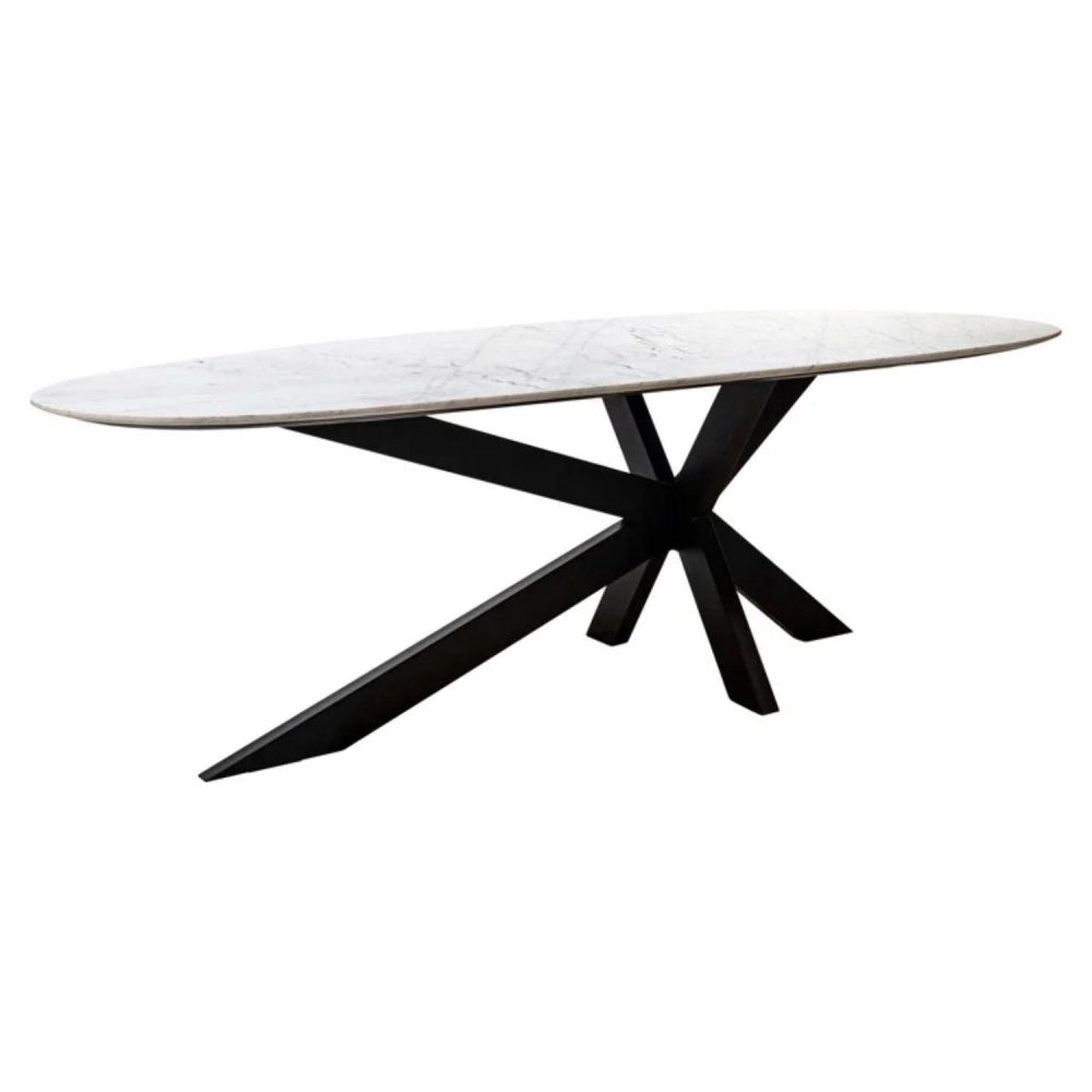 Richmond Interiors Trocadero Dining Table in White Marble 7672 - Fellini Home Ltd