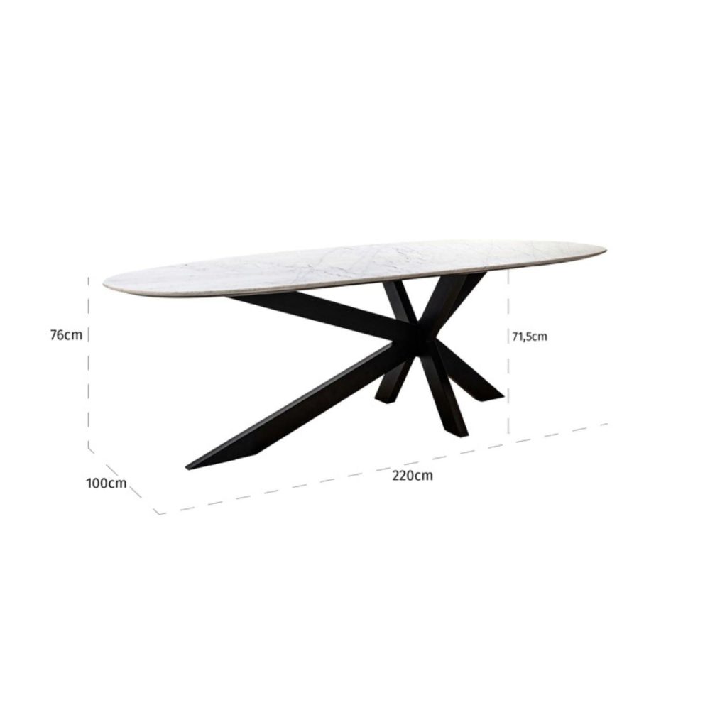 Richmond Interiors Trocadero Dining Table in White Marble 7672 - Fellini Home Ltd