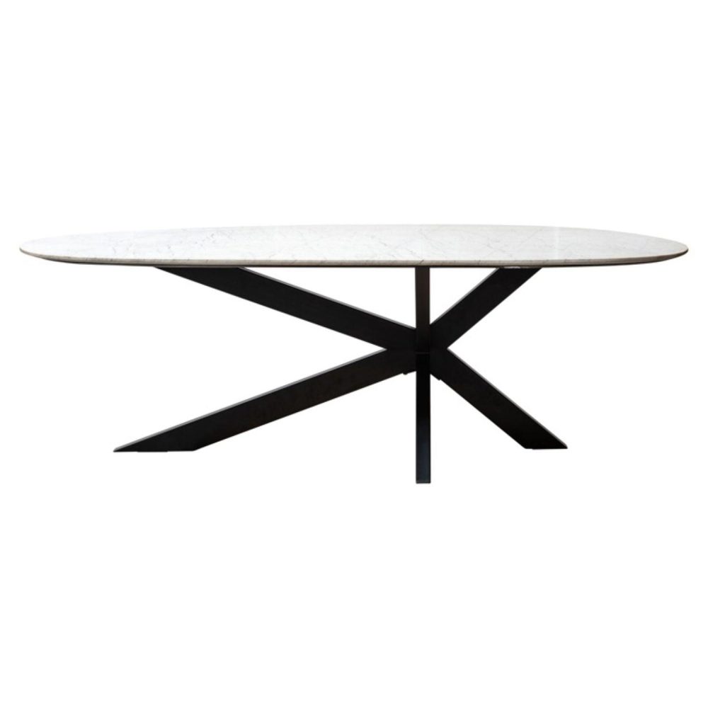 Richmond Interiors Trocadero Dining Table in White Marble 7672 - Fellini Home Ltd