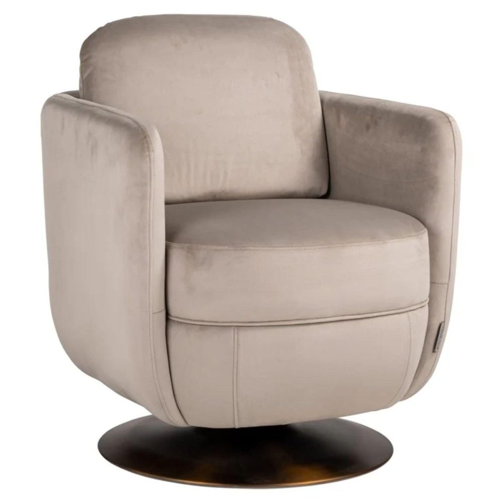 Richmond Interiors Turner Swivel Chair in Khaki Velvet S4576 FR - Fellini Home Ltd