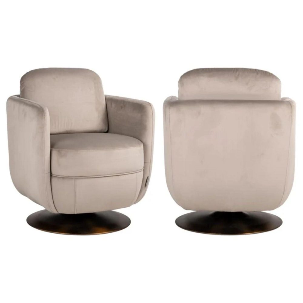 Richmond Interiors Turner Swivel Chair in Khaki Velvet S4576 FR - Fellini Home Ltd