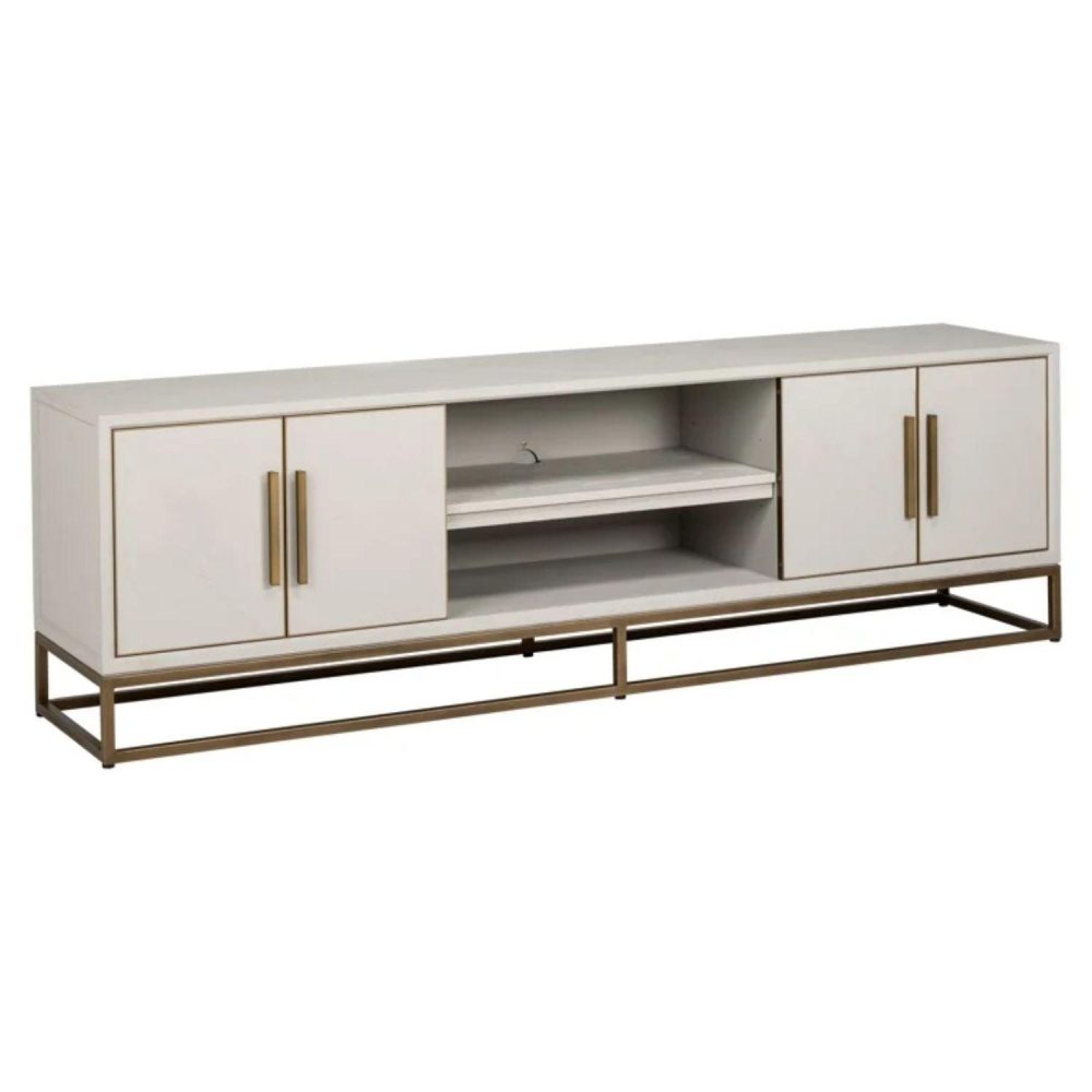 Richmond Interiors Whitebone 4 Door TV Unit - Brass 7791 - Fellini Home Ltd