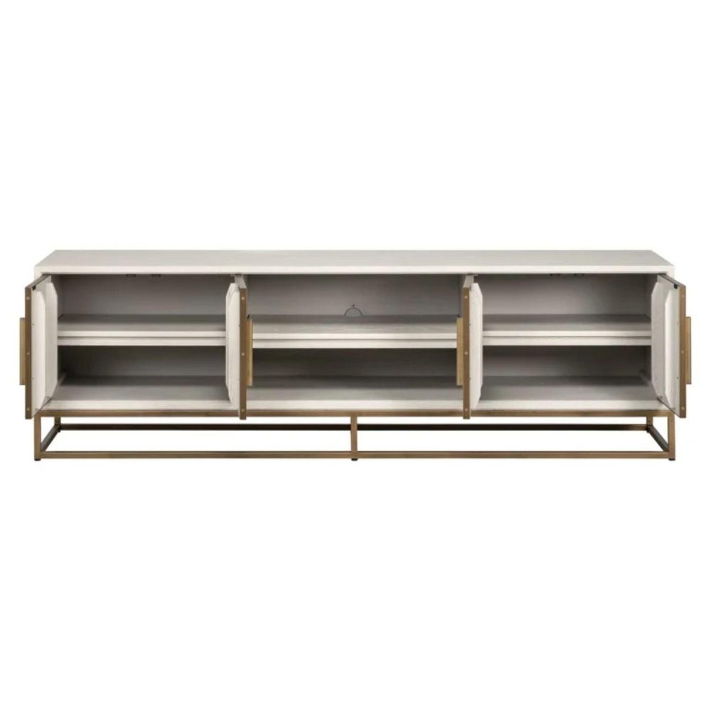 Richmond Interiors Whitebone 4 Door TV Unit - Brass 7791 - Fellini Home Ltd