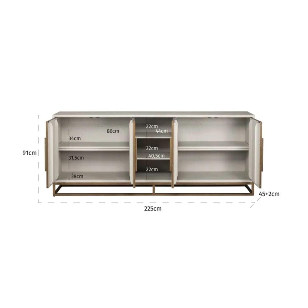 Richmond Interiors Whitebone Sideboard – 4 Doors 7793 - Fellini Home Ltd